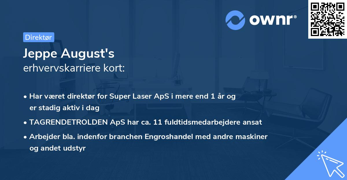 Jeppe August's erhvervskarriere kort