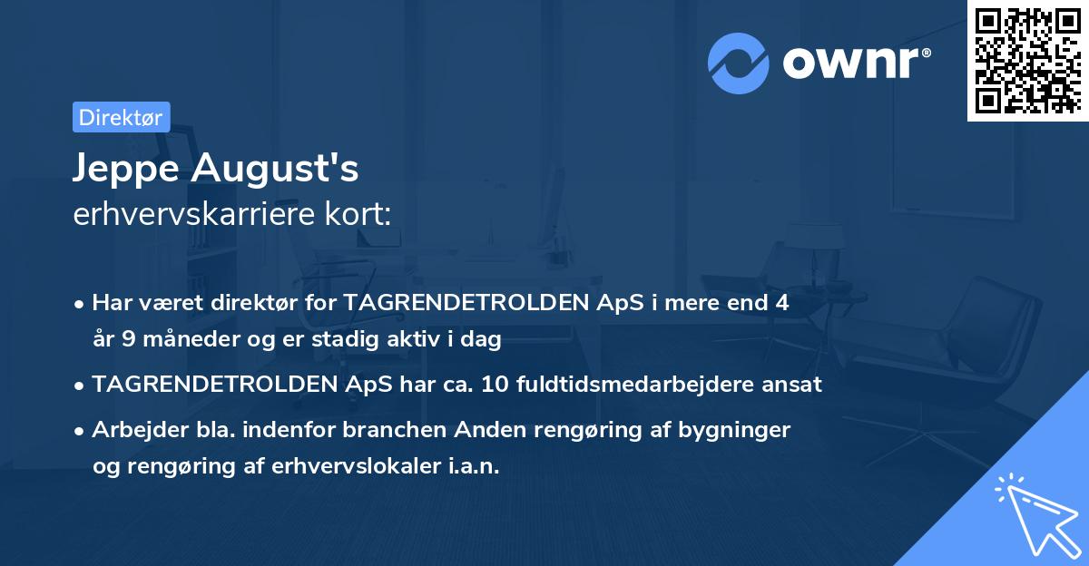 Jeppe August's erhvervskarriere kort