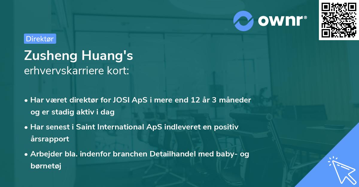 Zusheng Huang's erhvervskarriere kort