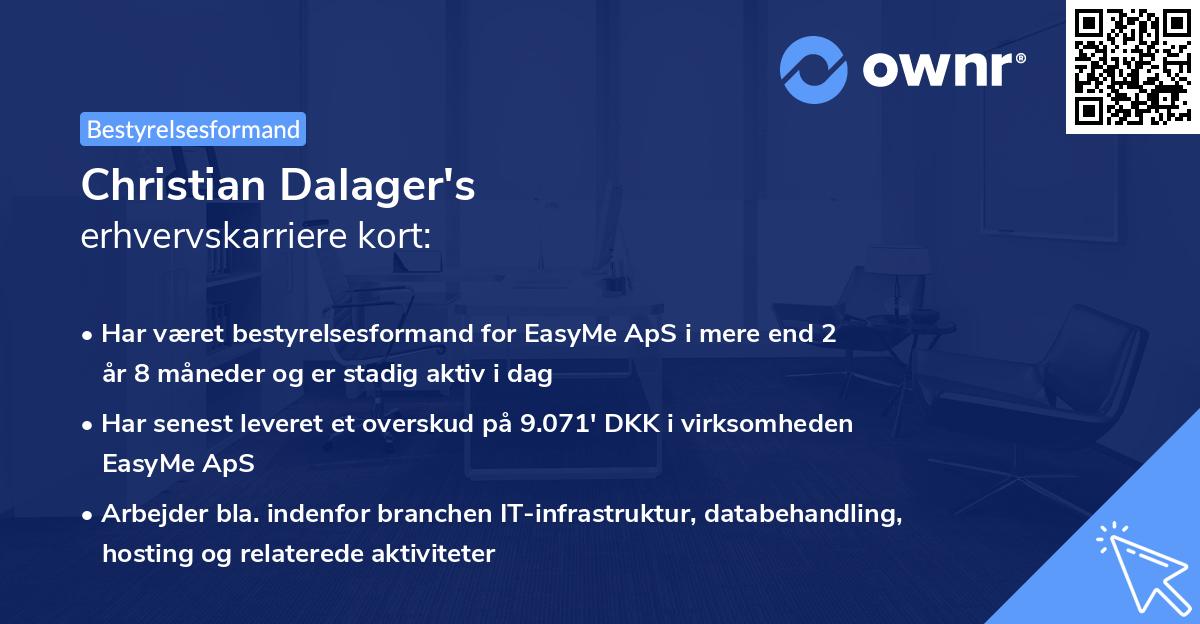 Christian Dalager's erhvervskarriere kort
