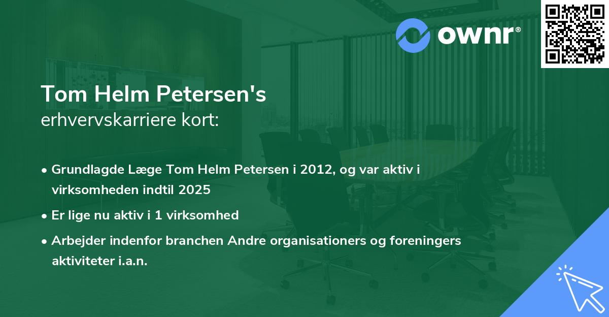 Tom Helm Petersen's erhvervskarriere kort