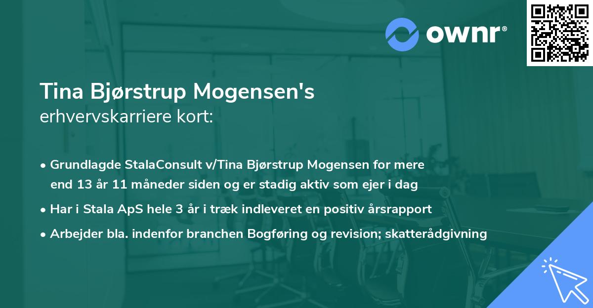 Tina Bjørstrup Mogensen's erhvervskarriere kort