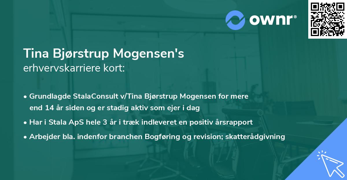 Tina Bjørstrup Mogensen's erhvervskarriere kort