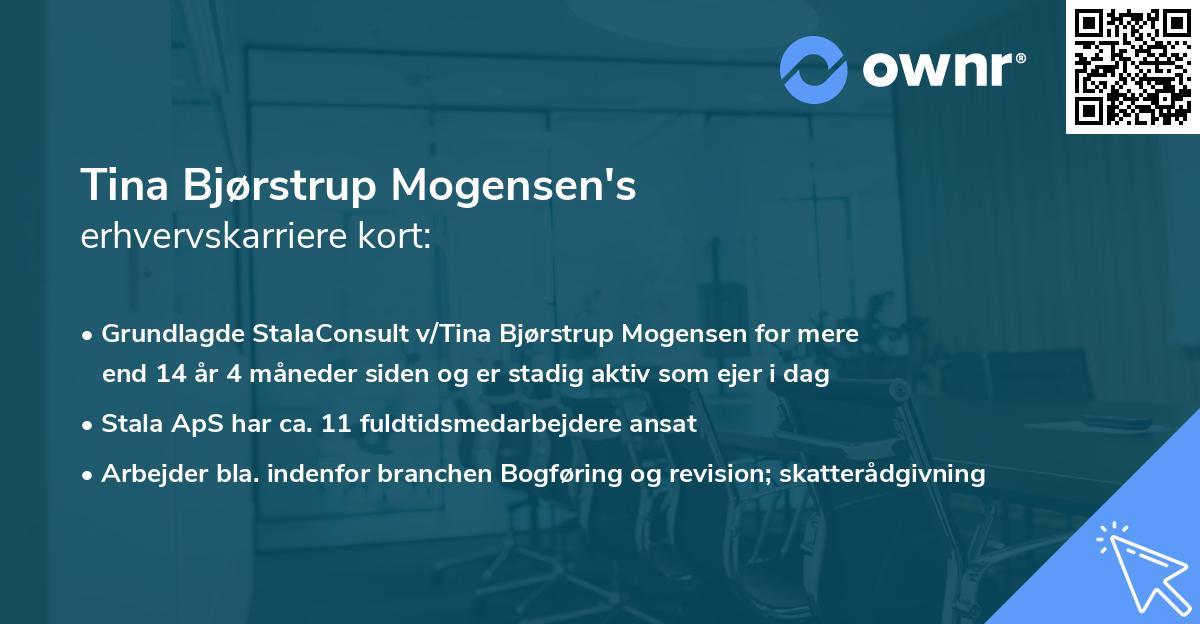 Tina Bjørstrup Mogensen's erhvervskarriere kort