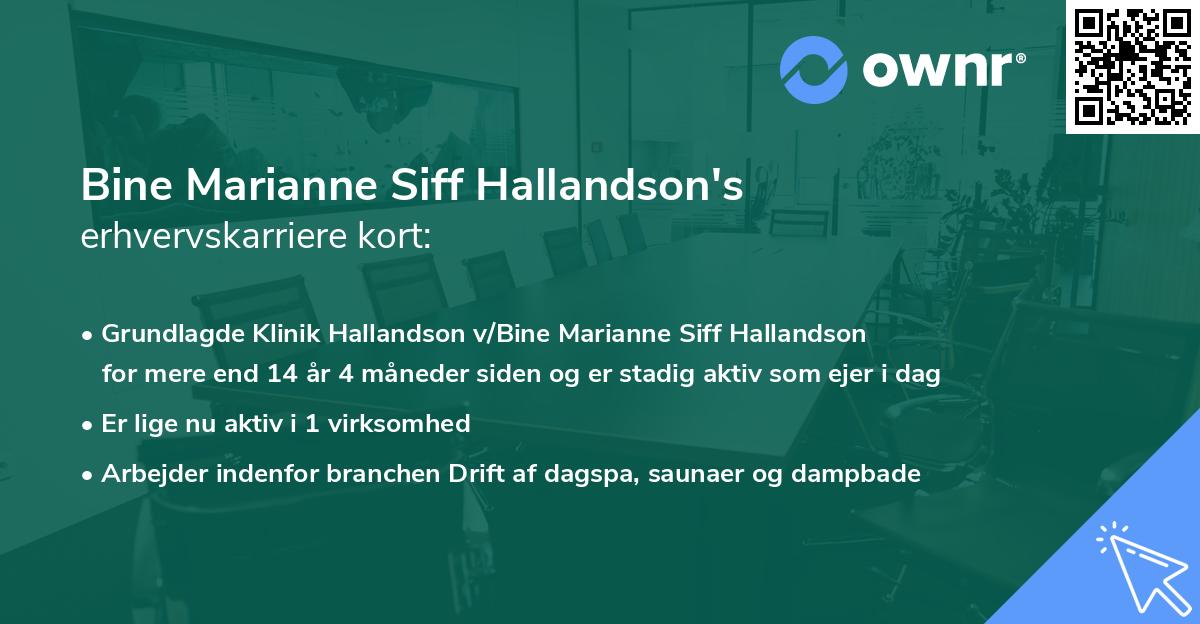 Bine Marianne Siff Hallandson's erhvervskarriere kort