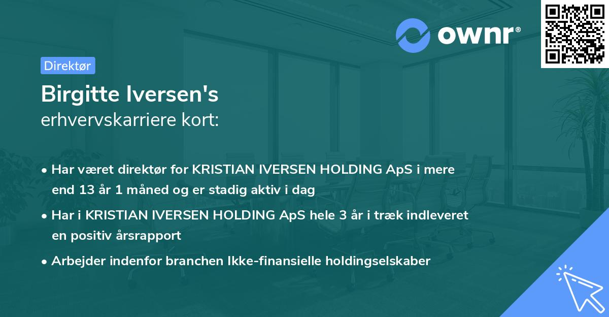 Birgitte Iversen's erhvervskarriere kort