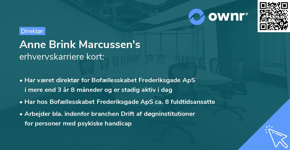 Anne Brink Marcussen's erhvervskarriere kort