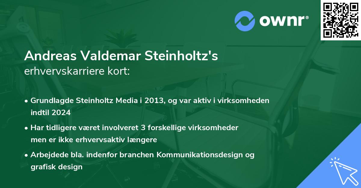 Andreas Valdemar Steinholtz's erhvervskarriere kort