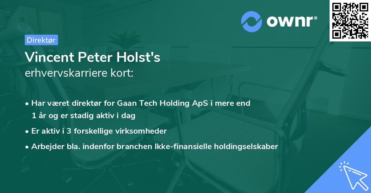 Vincent Peter Holst's erhvervskarriere kort