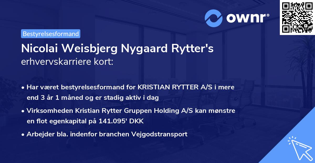 Nicolai Weisbjerg Nygaard Rytter's erhvervskarriere kort
