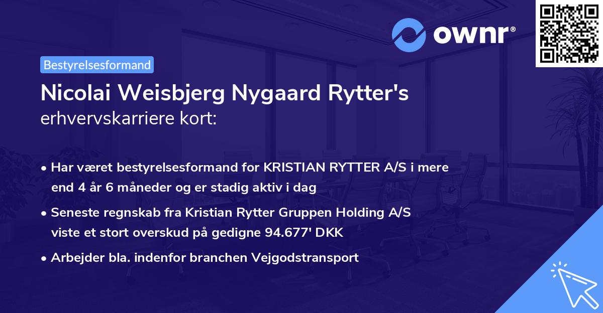 Nicolai Weisbjerg Nygaard Rytter's erhvervskarriere kort