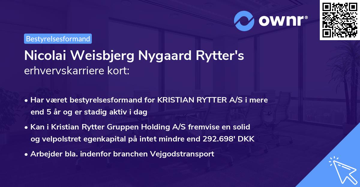 Nicolai Weisbjerg Nygaard Rytter's erhvervskarriere kort