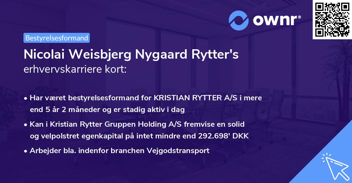 Nicolai Weisbjerg Nygaard Rytter's erhvervskarriere kort