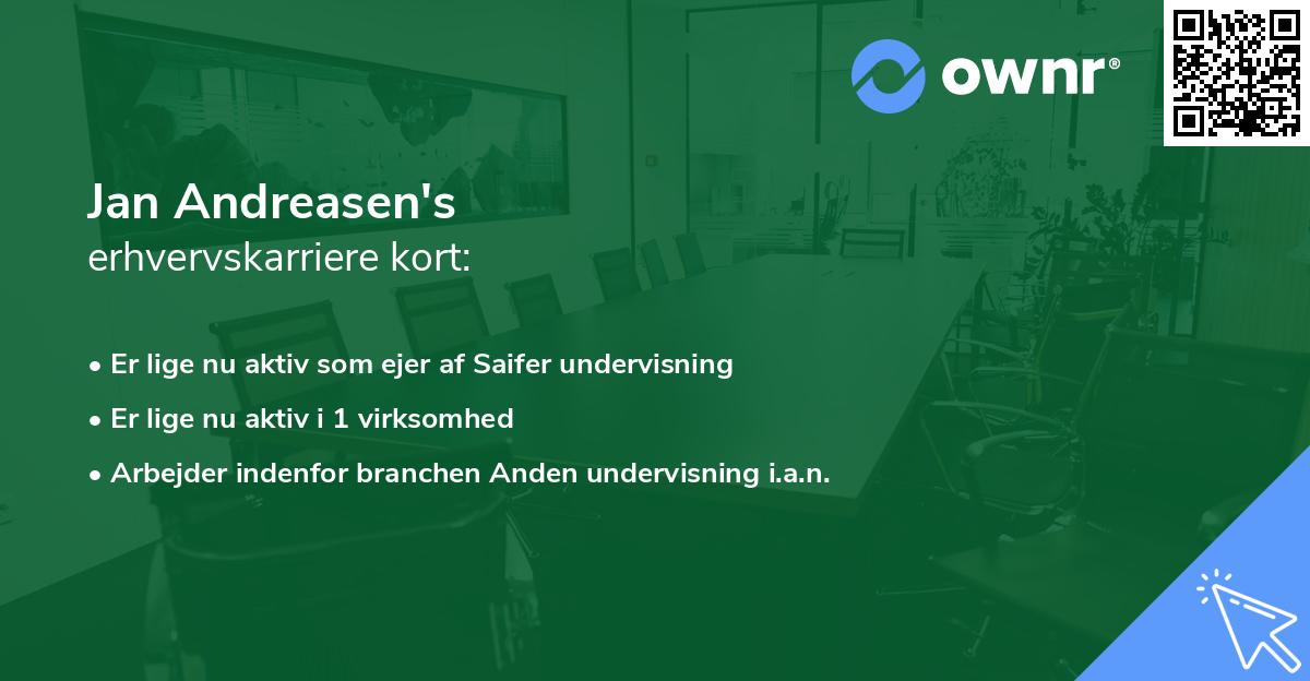 Jan Andreasen's erhvervskarriere kort