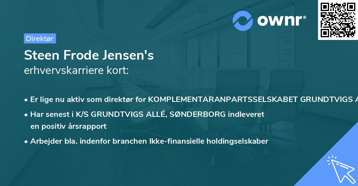 Steen Frode Jensen's erhvervskarriere kort