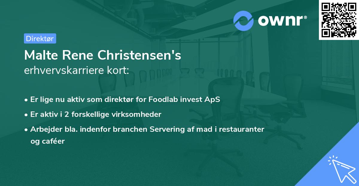 Malte Rene Christensen's erhvervskarriere kort