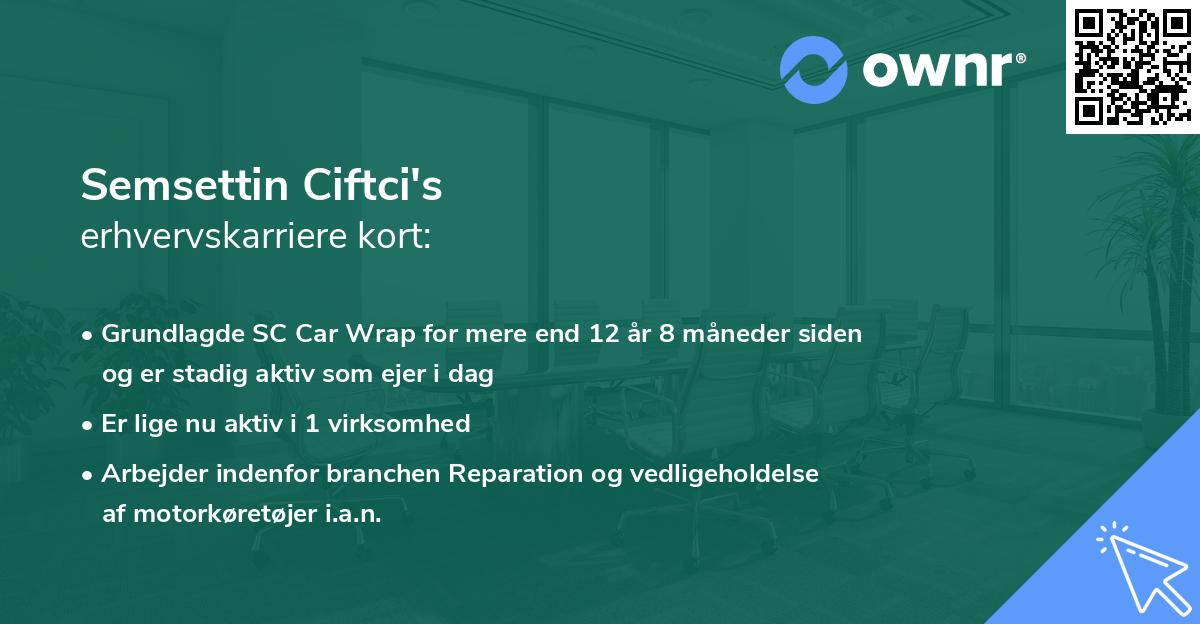 Semsettin Ciftci's erhvervskarriere kort