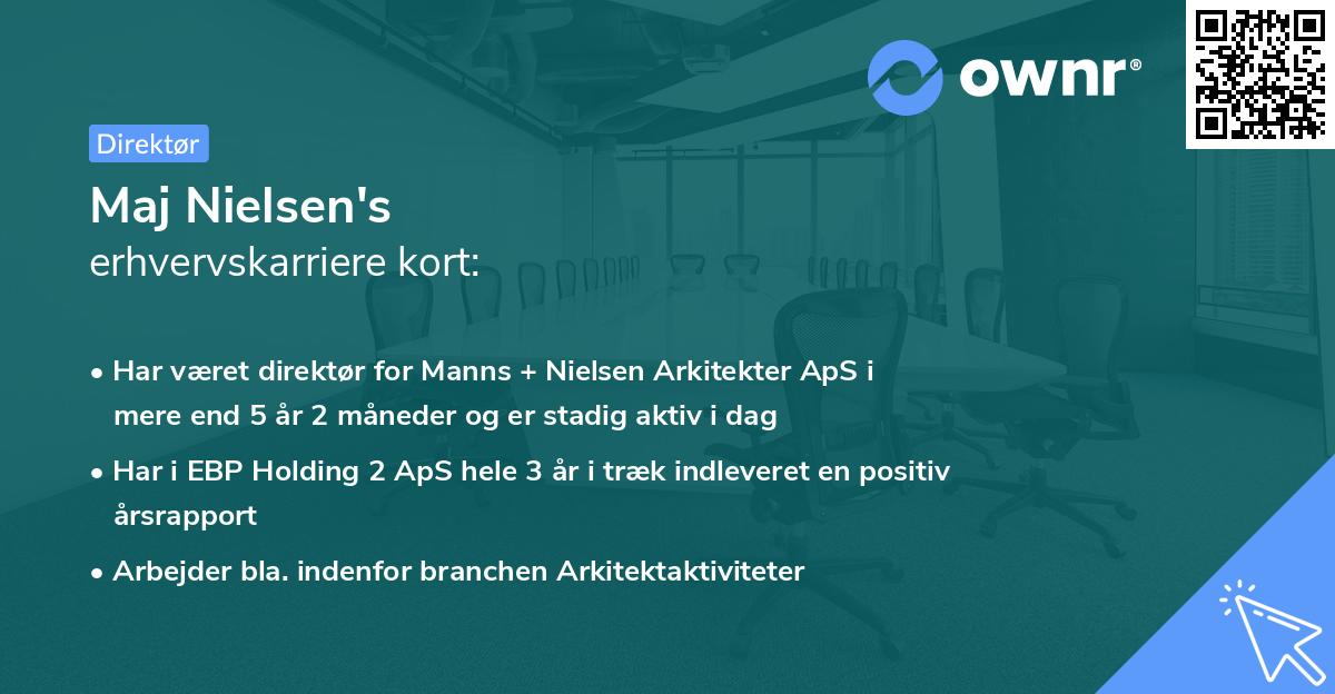 Maj Nielsen's erhvervskarriere kort