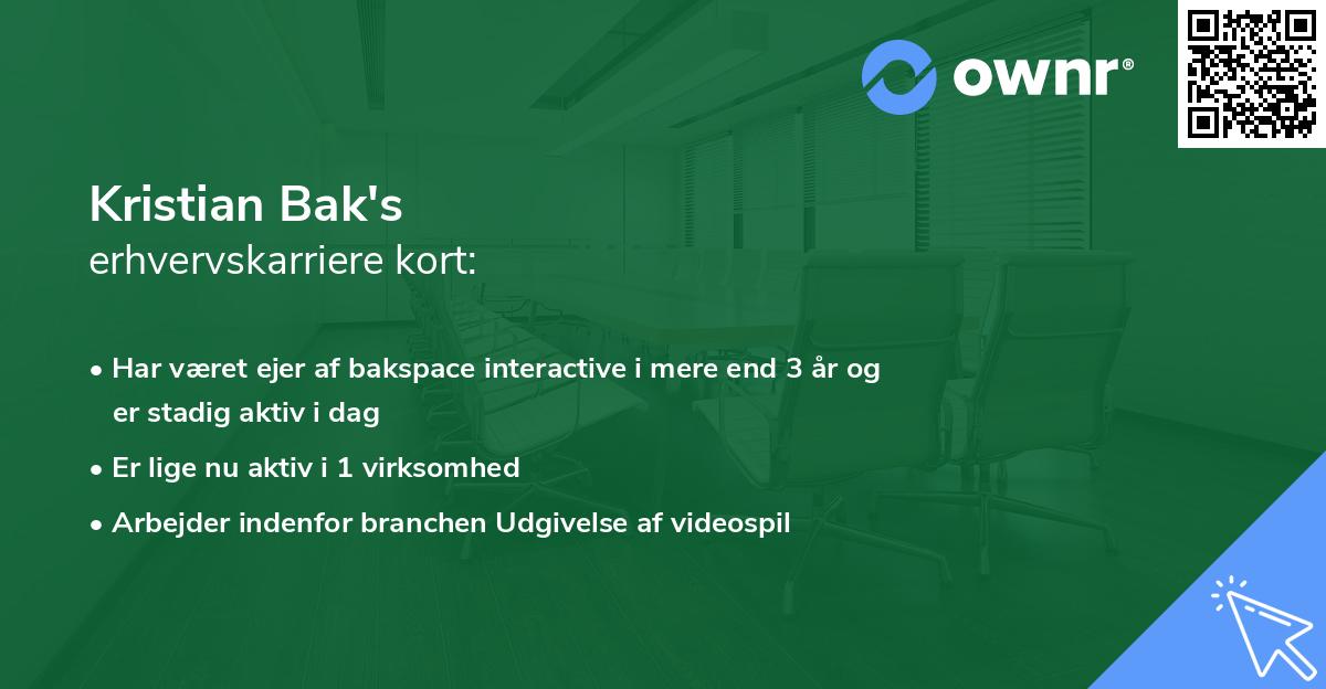 Kristian Bak's erhvervskarriere kort