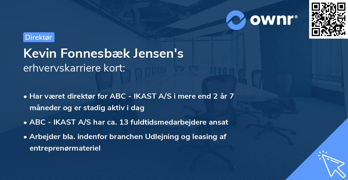 Kevin Fonnesbæk Jensen's erhvervskarriere kort