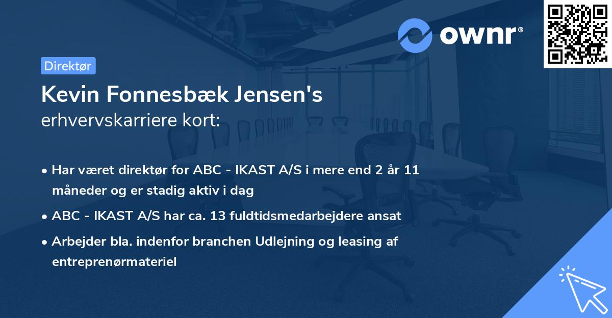 Kevin Fonnesbæk Jensen's erhvervskarriere kort