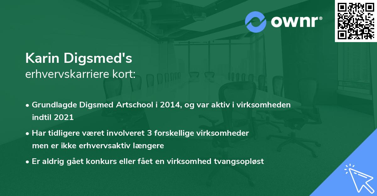 Karin Digsmed's erhvervskarriere kort