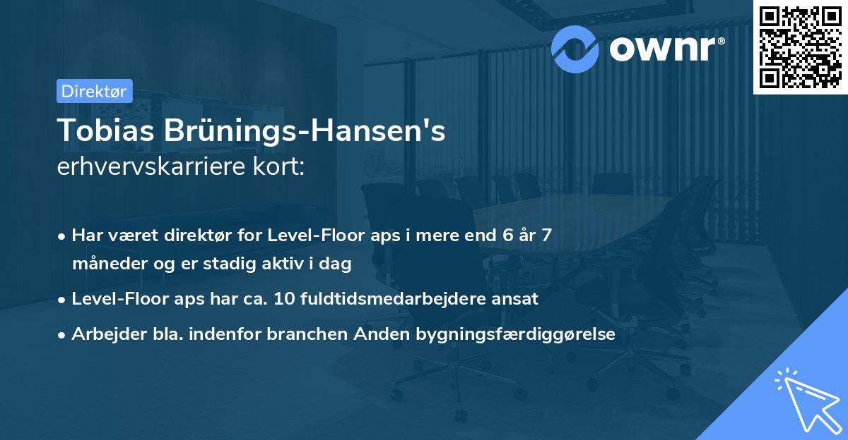 Tobias Brünings-Hansen's erhvervskarriere kort