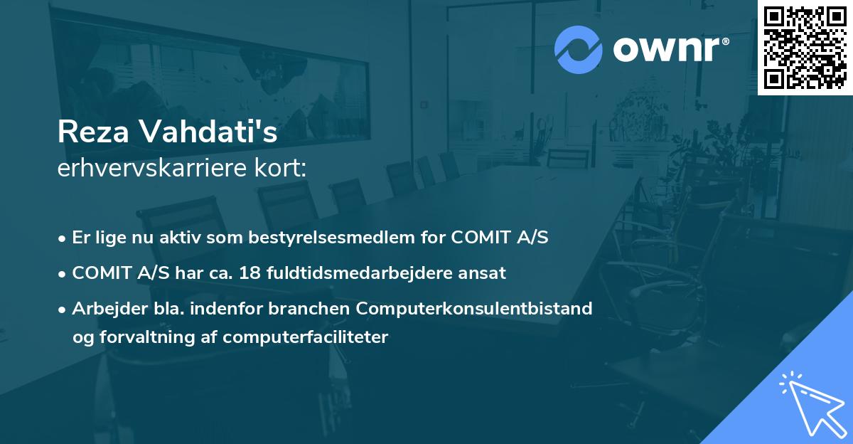 Reza Vahdati's erhvervskarriere kort