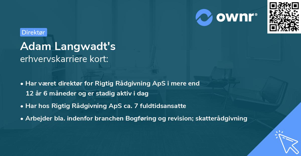 Adam Langwadt's erhvervskarriere kort
