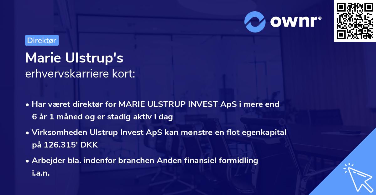 Marie Ulstrup's erhvervskarriere kort