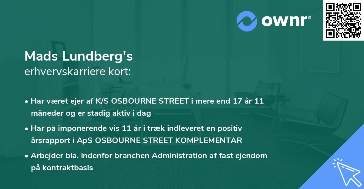 Mads Lundberg's erhvervskarriere kort