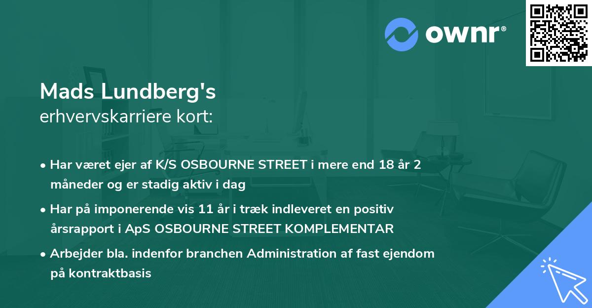 Mads Lundberg's erhvervskarriere kort