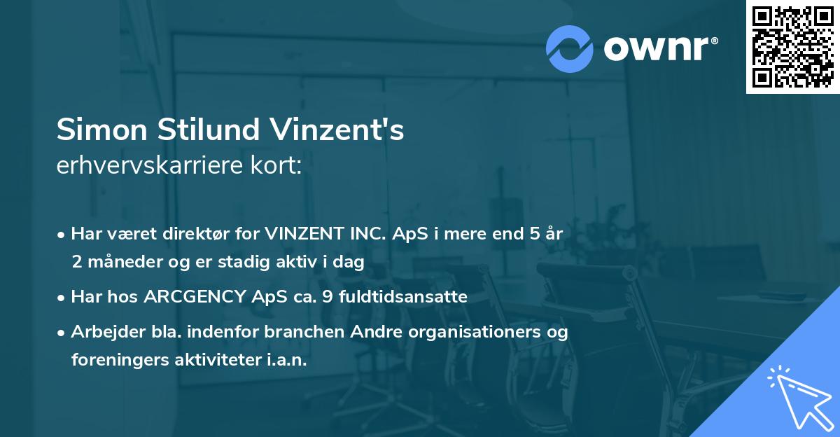Simon Stilund Vinzent's erhvervskarriere kort