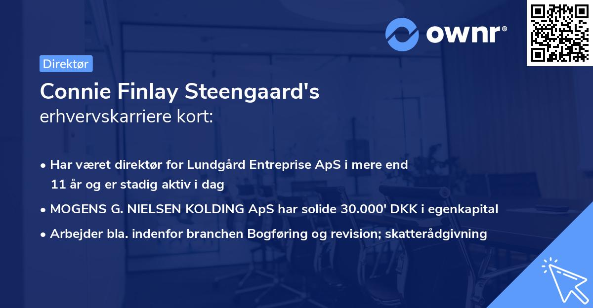 Connie Finlay Steengaard's erhvervskarriere kort