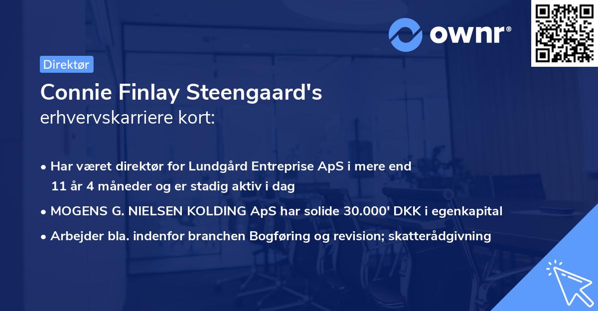 Connie Finlay Steengaard's erhvervskarriere kort