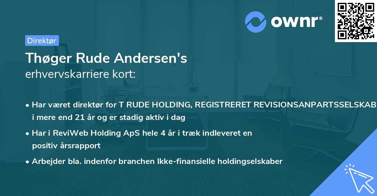 Thøger Rude Andersen's erhvervskarriere kort