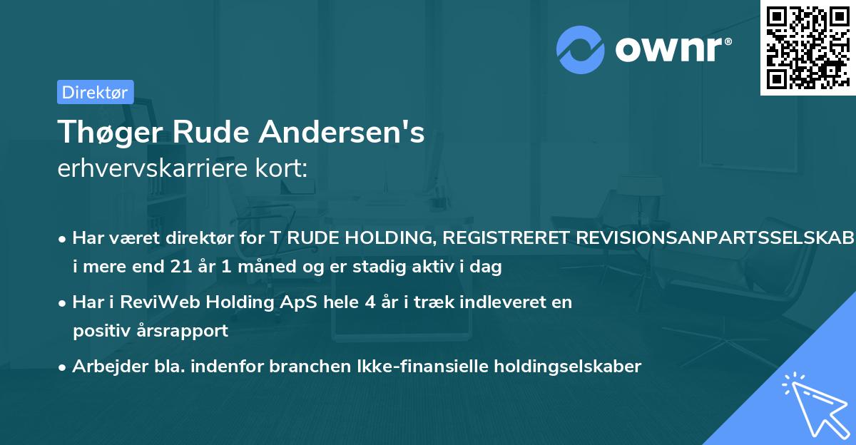 Thøger Rude Andersen's erhvervskarriere kort