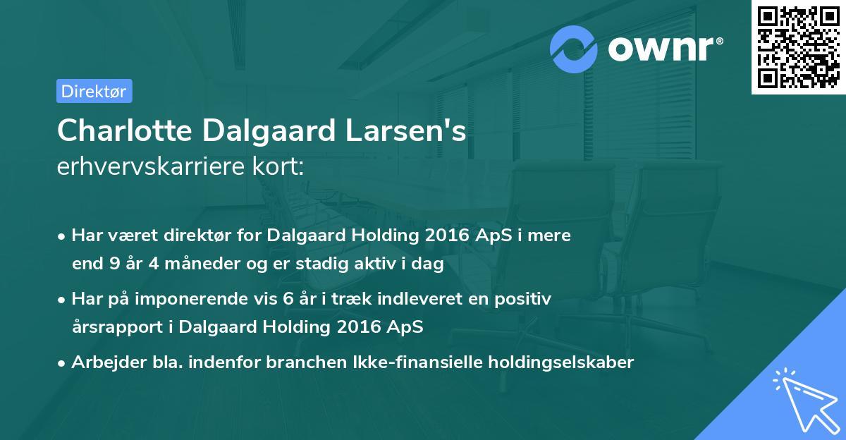 Charlotte Dalgaard Larsen's erhvervskarriere kort