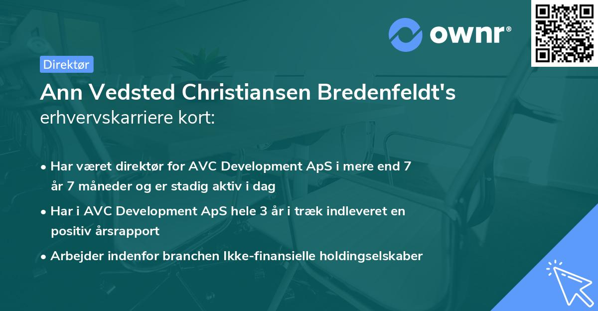 Ann Vedsted Christiansen Bredenfeldt's erhvervskarriere kort