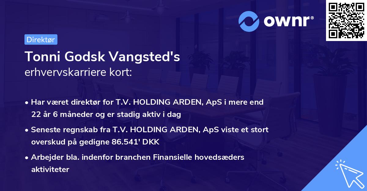 Tonni Godsk Vangsted's erhvervskarriere kort