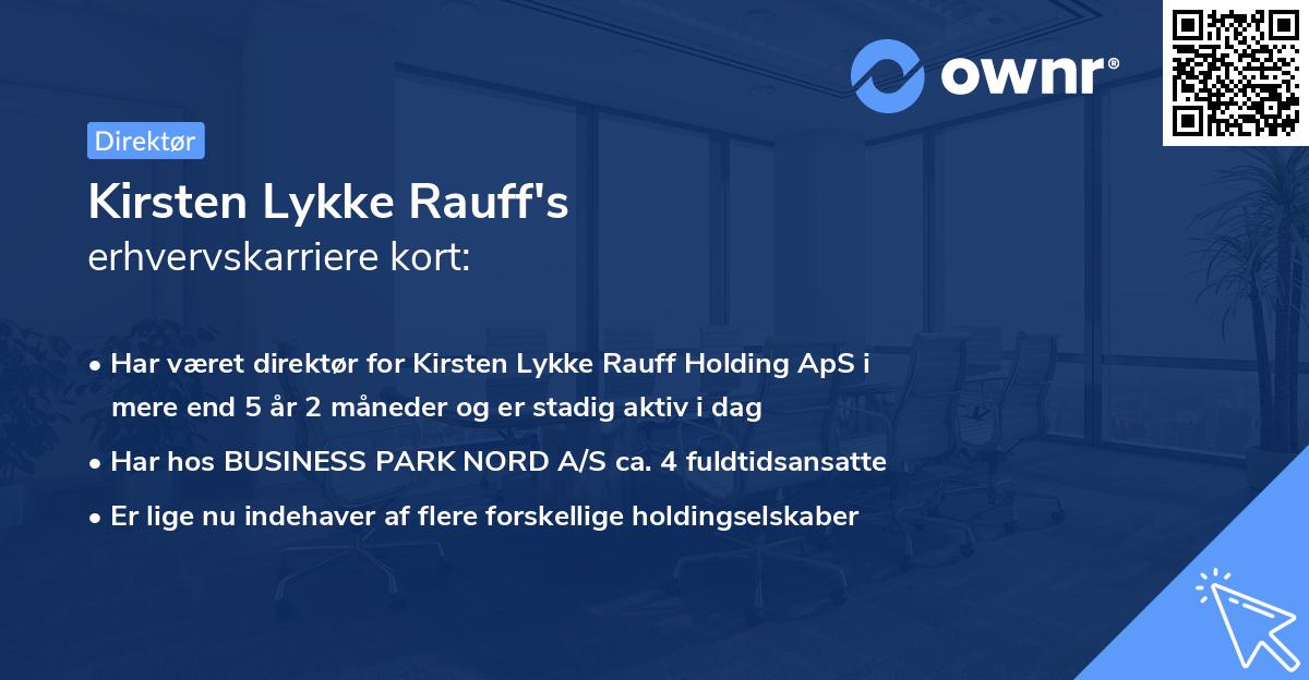 Kirsten Lykke Rauff's erhvervskarriere kort