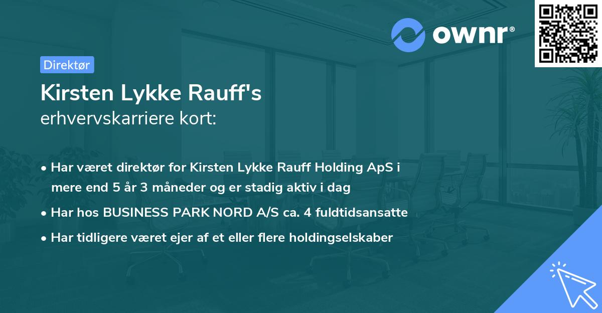 Kirsten Lykke Rauff's erhvervskarriere kort