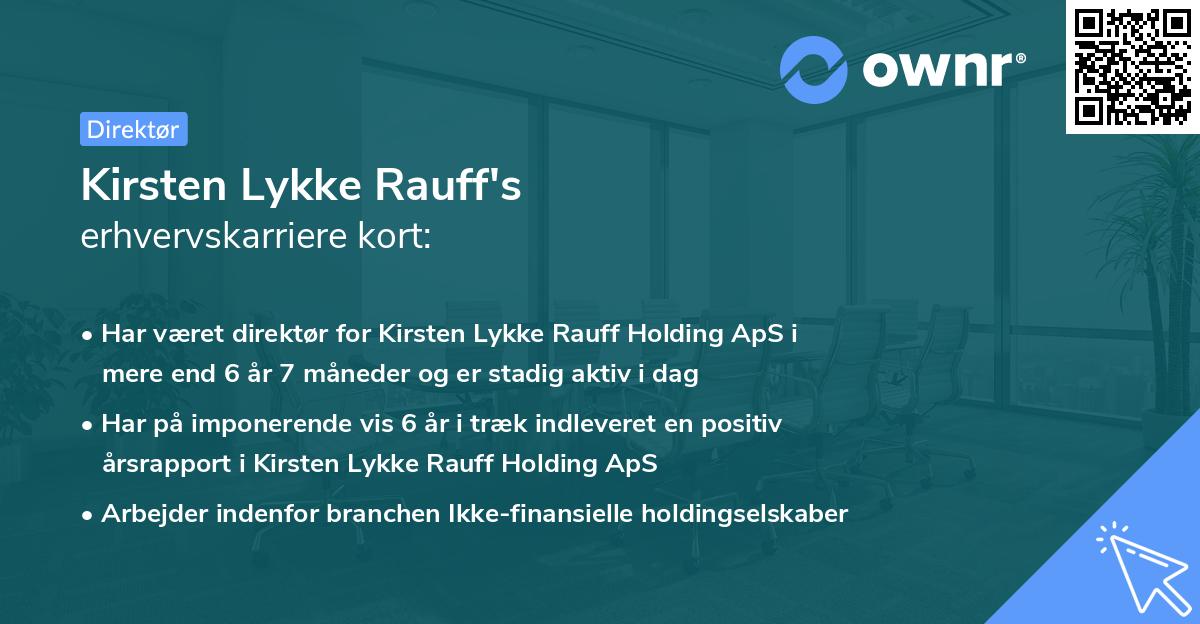 Kirsten Lykke Rauff's erhvervskarriere kort