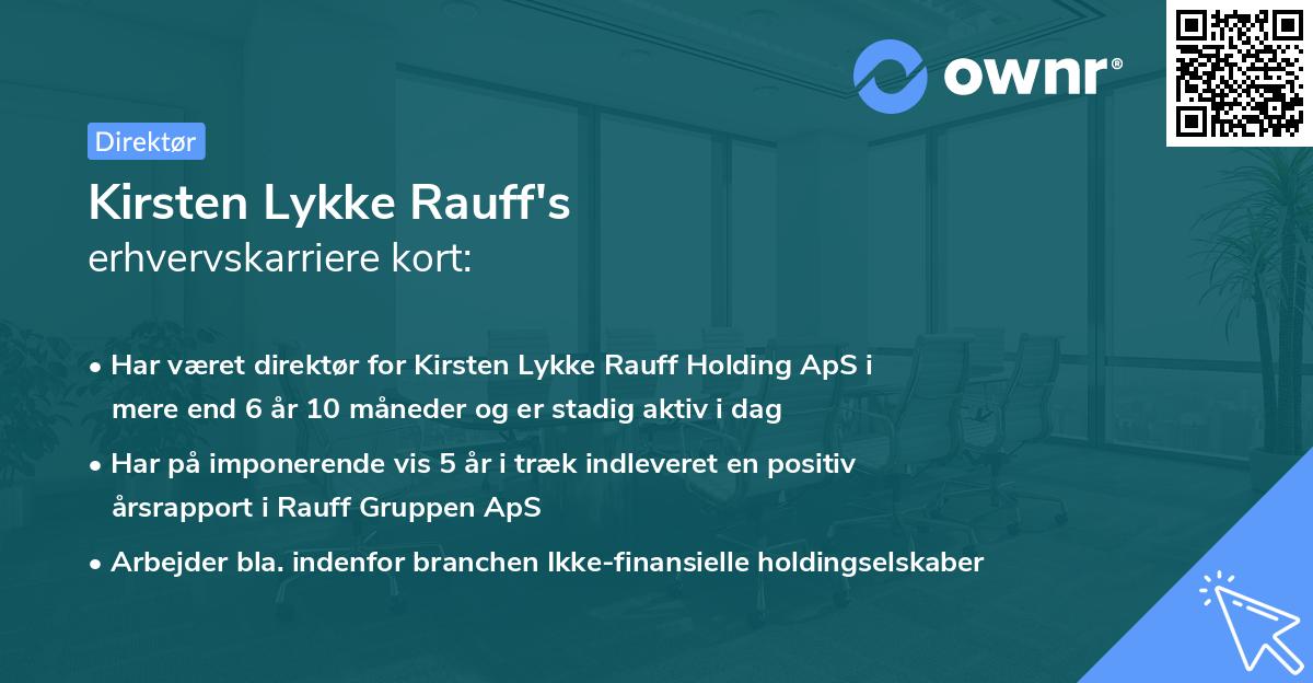 Kirsten Lykke Rauff's erhvervskarriere kort