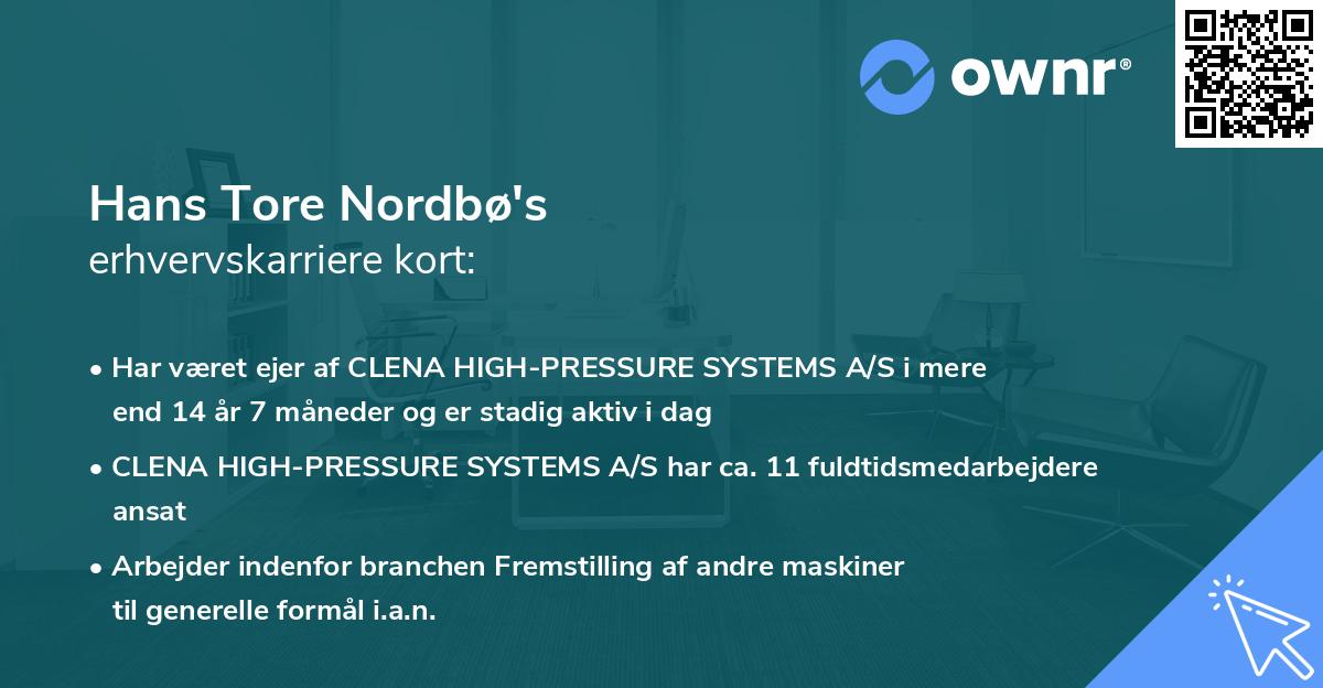Hans Tore Nordbø's erhvervskarriere kort