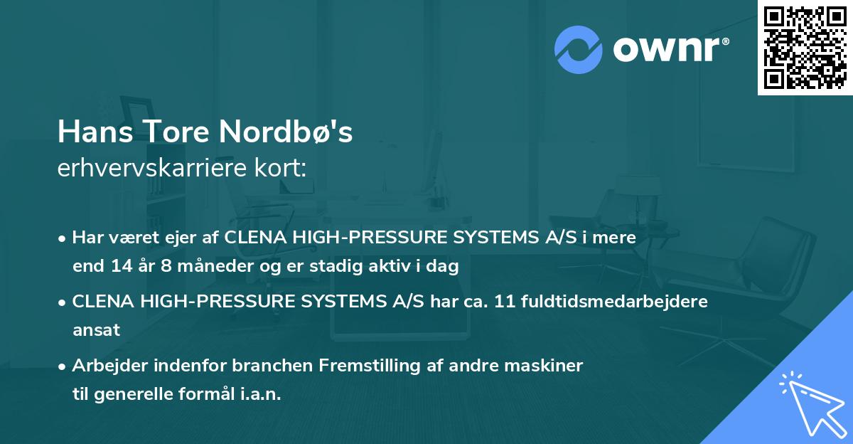 Hans Tore Nordbø's erhvervskarriere kort