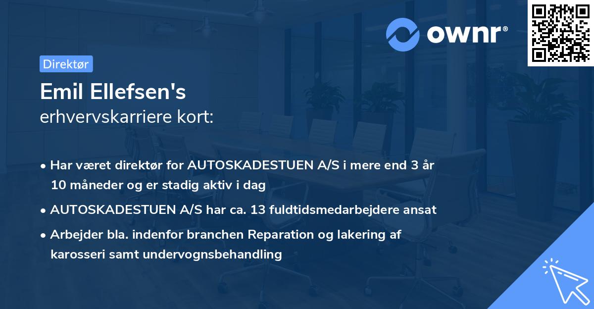 Emil Ellefsen's erhvervskarriere kort