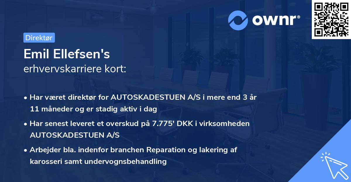 Emil Ellefsen's erhvervskarriere kort