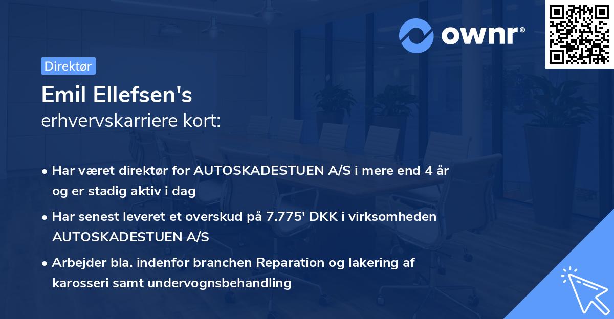 Emil Ellefsen's erhvervskarriere kort