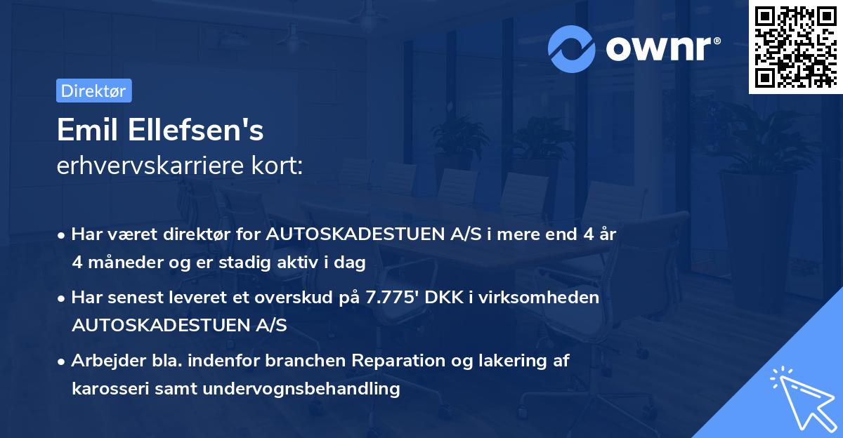 Emil Ellefsen's erhvervskarriere kort